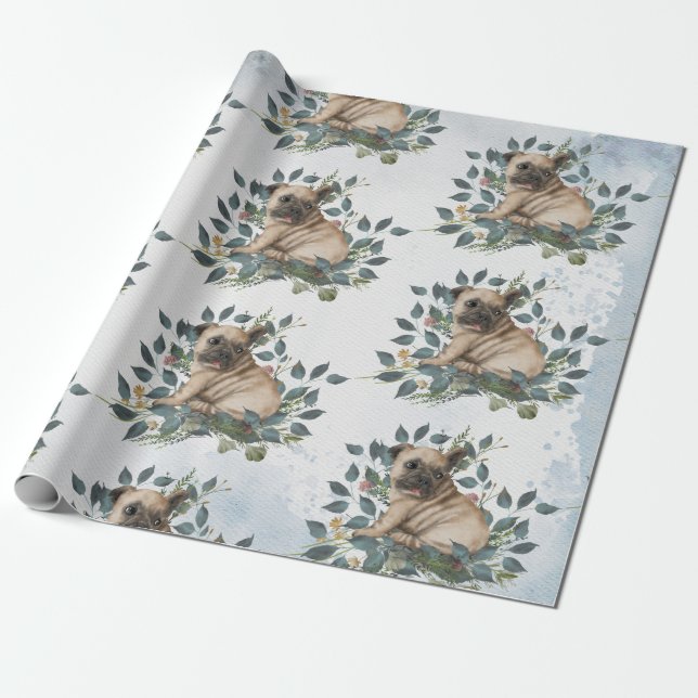 Papier Cadeau Aquarelle de chiot (Déroulé)