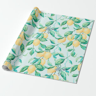 Papier Cadeau Aquarelle de citron bleu motif
