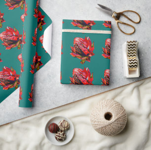 Papier Cadeau Aquarelle de fleurs indigènes de Waratah