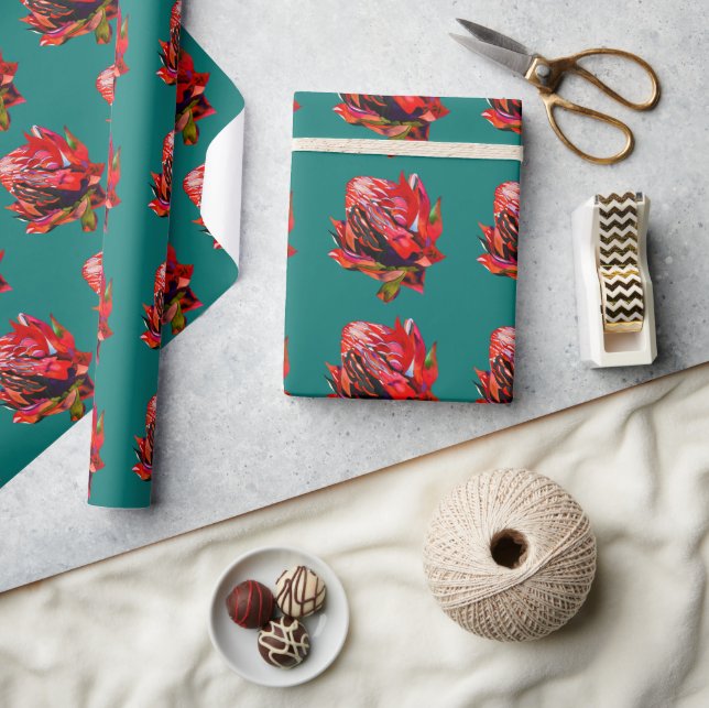 Papier Cadeau Aquarelle de fleurs indigènes de Waratah (Artisanat)