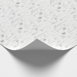 Papier Cadeau Aquarelle de forêt de Woodland Scandinave