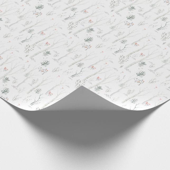 Papier Cadeau Aquarelle de forêt de Woodland Scandinave (Coin)