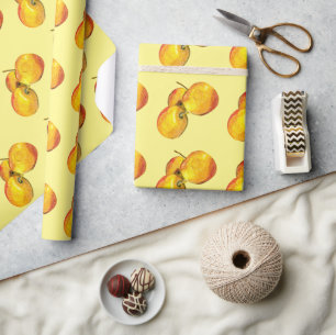 Papier Cadeau Aquarelle de fruit jaune perruque