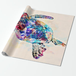 Papier Cadeau Aquarelle de la tortue de mer d'Hawaï