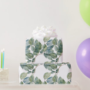 Papier Cadeau Aquarelle de l'eucalyptus délicat vert feuille dou