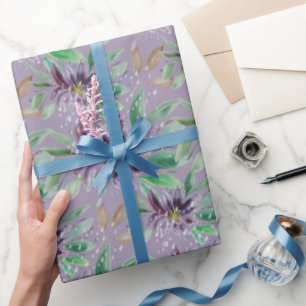 Papier Cadeau Aquarelle de lotus Abstraite violette congelée