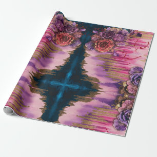 Papier Cadeau Aquarelle de luxe Abstrait rose or Lavande rouge