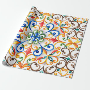 Papier Cadeau Aquarelle de majolica ornement