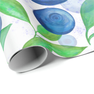 Papier Cadeau Aquarelle de myrtille fruits baies