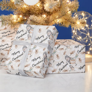 Papier Cadeau Aquarelle de neige d'hiver peinte à la main