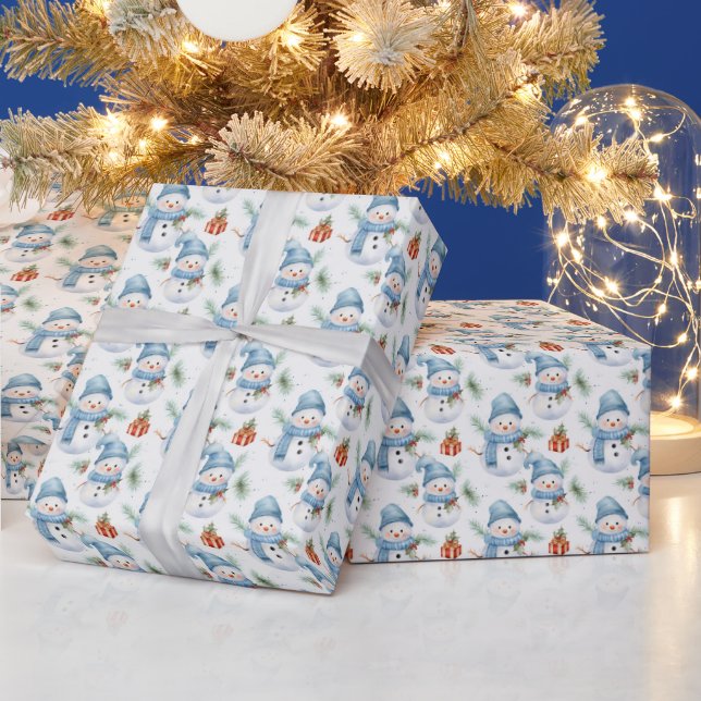Papier Cadeau Aquarelle de Noël festive Snowman (Vacances)