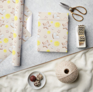 Papier Cadeau Aquarelle de pain de citron de Noël