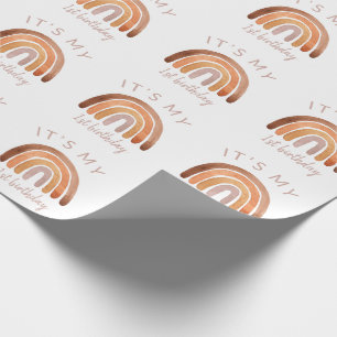 Papier Cadeau Aquarelle de ton terrestre Arc-en-ciel Premier ann