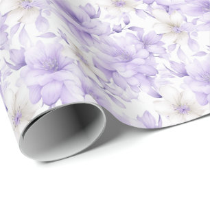 Papier Cadeau Aquarelle délicate Fleurs violettes