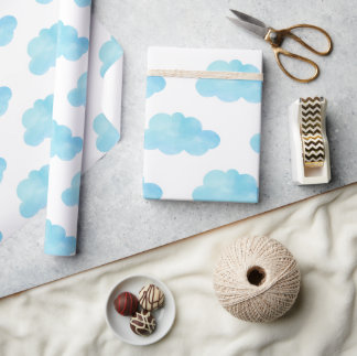 Papier Cadeau Aquarelle des nuages bleus