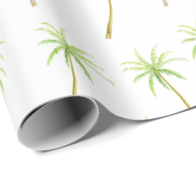 Papier Cadeau Aquarelle des palmiers tropicaux (Coin rond)