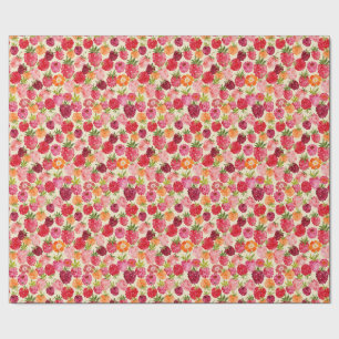 Papier Cadeau Aquarelle d'été de framboise
