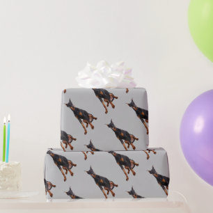 Papier Cadeau Aquarelle Doberman Pinsman chien animal animal ani