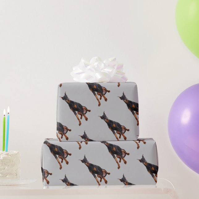 Papier Cadeau Aquarelle Doberman Pinsman chien animal animal ani (Cadeaux de fête)