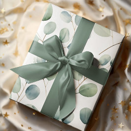 Papier Cadeau Aquarelle Dollar Argent Eucalyptus