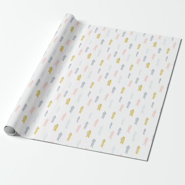 Papier Cadeau Aquarelle douce Chevron Motif (Déroulé)