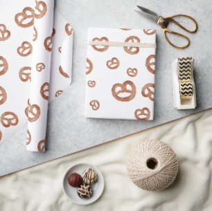 Papier Cadeau Aquarelle douce salée Motif Pretzel