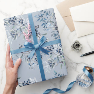Papier Cadeau Aquarelle Élégante Myrtille
