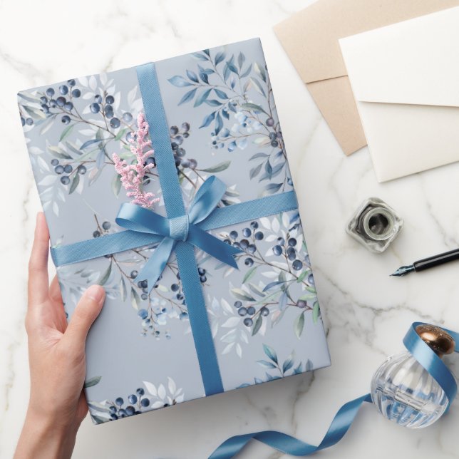 Papier Cadeau Aquarelle Élégante Myrtille (Cadeaux)