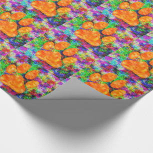 Papier Cadeau Aquarelle Empreinte de patte de chien