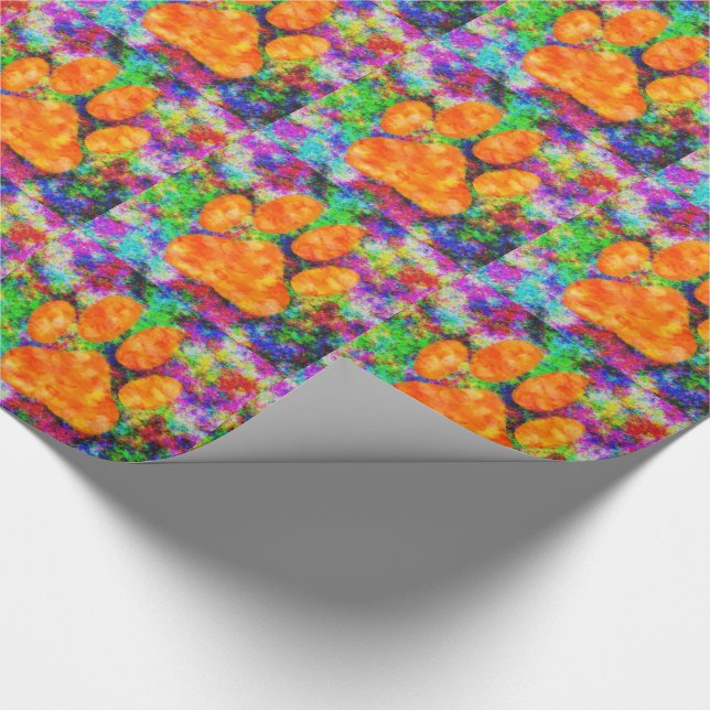 Papier Cadeau Aquarelle Empreinte de patte de chien (Coin)