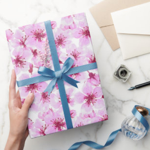 Papier Cadeau Aquarelle en fleurs de cerisier