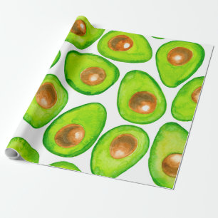 Papier Cadeau Aquarelle en tranches d'Avocado