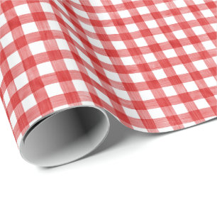 Papier Cadeau Aquarelle En vichy rouge