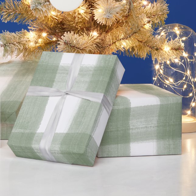 Papier Cadeau Aquarelle En vichy verte (Vacances)