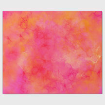 Aquarelle encre Abstraite Art rose orange
