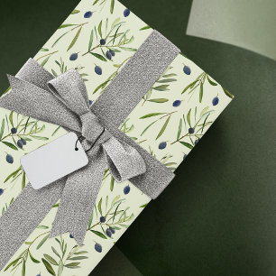 Papier Cadeau Aquarelle esthétique Branches en olive Feuille