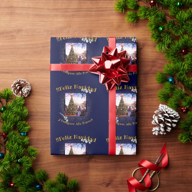 Papier Cadeau Aquarelle Eucalyptus Moderne Feliz Navidad (Cadeau de vacances)