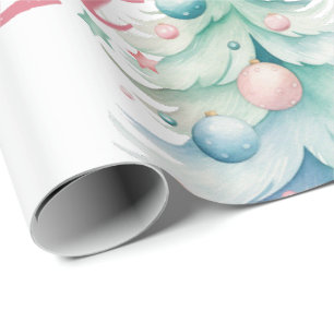 Papier Cadeau Aquarelle Faisons un sapin de Noël