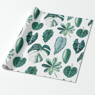 Papier Cadeau Aquarelle feuille tropicale motif transparent avec