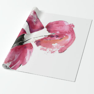 Papier Cadeau Aquarelle Flamant rose cadeaux Lover Amateurs de
