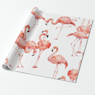 Papier Cadeau Aquarelle flamingo sans couture motif. Peint à la 