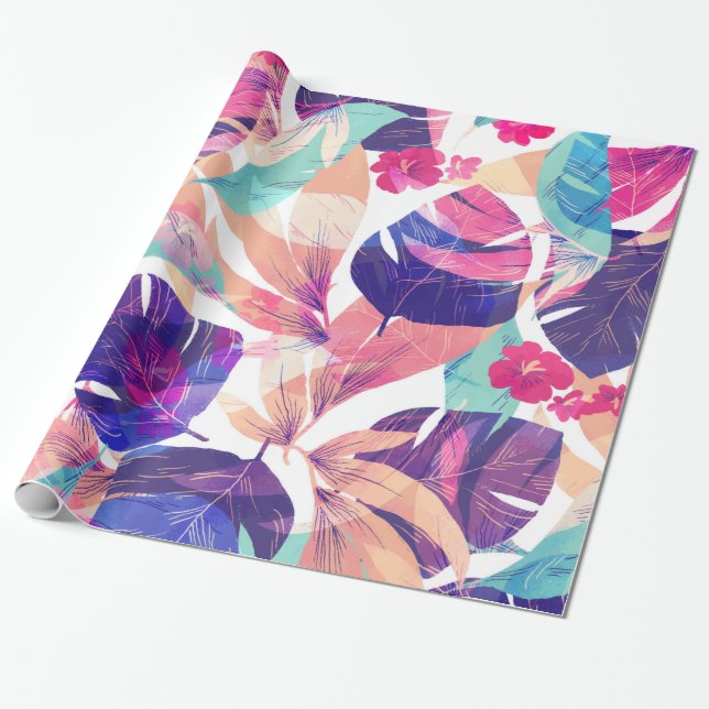 Papier Cadeau Aquarelle Fleur été 2 (Déroulé)