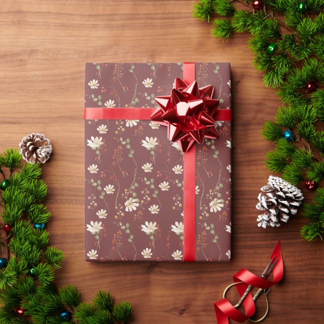 Papier Cadeau Aquarelle Fleur sauvage Floral Noël (Cadeau de vacances)