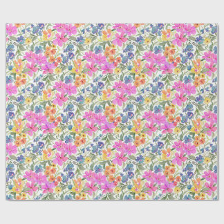 Papier Cadeau Aquarelle Fleur Sauvage Florale - Rose Violet Past