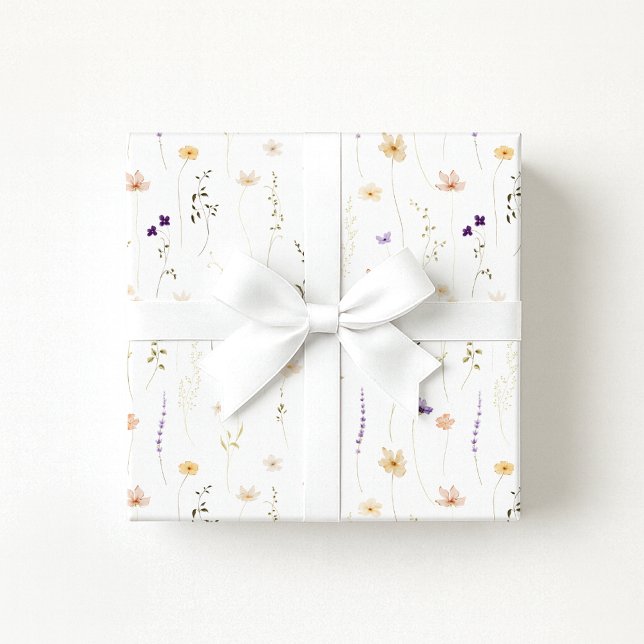 Papier Cadeau Aquarelle fleurs sauvages, fleurs de prairie (Créateur téléchargé)