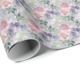 Papier Cadeau Aquarelle Floral Blush Lavande Rose violet