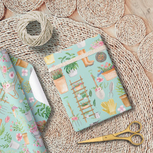 Papier Cadeau Aquarelle Floral jardinage Outils Jardin