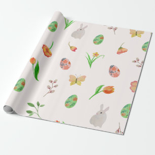 Papier Cadeau Aquarelle Floral Papier d'enveloppement de Pâques