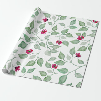 Papier Cadeau Aquarelle Floral Vert Feuilles papier d'enveloppem