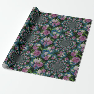 Papier Cadeau Aquarelle florale de pivoine rose blanc